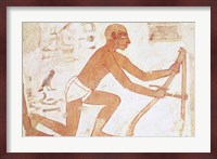 Construction of a wall, detail of a man with a hoe, from the Tomb of Rekhmire Fine Art Print