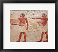 Relief depicting servants carrying a haunch of beef and a duck, from the Tomb of Princess Idut Fine Art Print