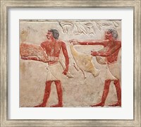 Relief depicting servants carrying a haunch of beef and a duck, from the Tomb of Princess Idut Fine Art Print
