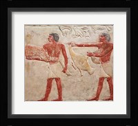 Relief depicting servants carrying a haunch of beef and a duck, from the Tomb of Princess Idut Fine Art Print