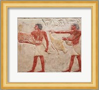 Relief depicting servants carrying a haunch of beef and a duck, from the Tomb of Princess Idut Fine Art Print