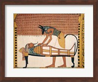 Anubis attends Sennedjem's Mummy Fine Art Print