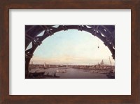 London seen through an arch of Westminster Bridge Fine Art Print