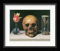 Vanitas Still Life with a Tulip, Skull and Hour-Glass Fine Art Print