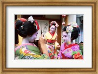 Three geishas, Kyoto, Honshu, Japan (three women) Fine Art Print