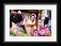 Three geishas, Kyoto, Honshu, Japan (three women) Fine Art Print