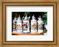 Group of beer steins on a table, Munich, Germany Fine Art Print
