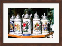 Group of beer steins on a table, Munich, Germany Fine Art Print