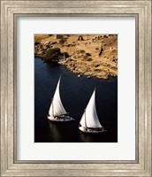 Two sailboats, Nile River, Egypt Fine Art Print