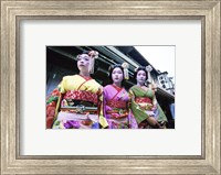 Three geishas, Kyoto, Japan Fine Art Print