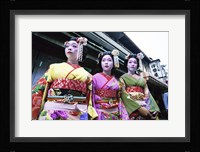Three geishas, Kyoto, Japan Fine Art Print