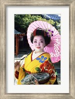 Geisha holding a parasol, Kyoto, Japan Fine Art Print
