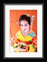 Geishadressed in a kimono, Kyoto, Honshu, Japan Fine Art Print