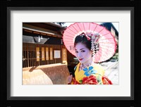 Geishadressed in a kimono, Kyoto, Honshu, Japan Fine Art Print