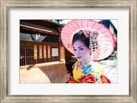 Geishadressed in a kimono, Kyoto, Honshu, Japan Fine Art Print