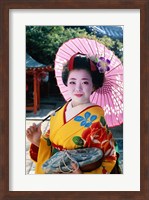 Geisha with Pink Umbrella Fine Art Print