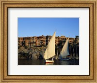 Sailboats in a river, Old Cataract Hotel, Aswan, Egypt Fine Art Print