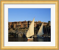 Sailboats in a river, Old Cataract Hotel, Aswan, Egypt Fine Art Print