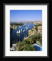 Sailboats In A River, Nile River, Aswan, Egypt Vertical Landscape Fine Art Print