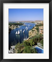 Sailboats In A River, Nile River, Aswan, Egypt Vertical Landscape Fine Art Print