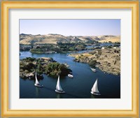 Sailboats In A River, Nile River, Aswan, Egypt Landscape Fine Art Print