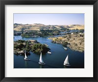 Sailboats In A River, Nile River, Aswan, Egypt Landscape Fine Art Print