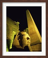 Statue at night, Temple of Luxor, Luxor, Egypt Fine Art Print
