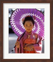 Portrait of a girl holding a parasol, Shichi Go San, Japan Fine Art Print