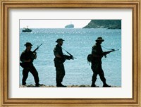 U.S. Navy Special Forces (S.E.A.L.) Team Patroling Beach Fine Art Print