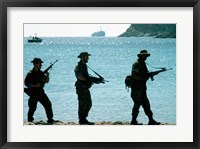 U.S. Navy Special Forces (S.E.A.L.) Team Patroling Beach Fine Art Print