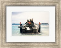 Army soldiers on a military tank in the sea, M551 Sheridan Fine Art Print