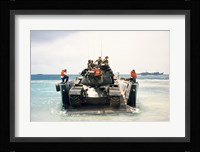 Army soldiers on a military tank in the sea, M551 Sheridan Fine Art Print