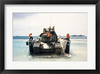 Army soldiers on a military tank in the sea, M551 Sheridan Fine Art Print