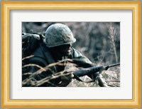 A Combat Ready Marine Holds Fine Art Print