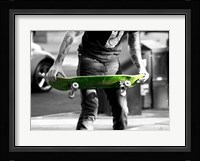 Green Skateboard Framed Print