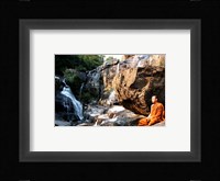 Buddhist Monk In Mae Klang Waterfall Fine Art Print