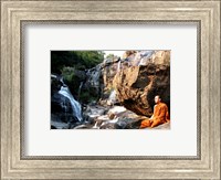 Buddhist Monk In Mae Klang Waterfall Fine Art Print