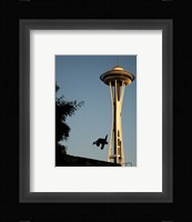 Skateboarder Aloft and Space Needle Fine Art Print