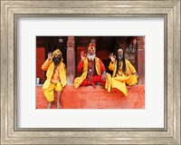 Three Saddhus at Kathmandu Durbar Square Fine Art Print
