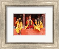 Three Saddhus at Kathmandu Durbar Square Fine Art Print
