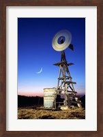 Industrial windmill at night, California, USA Fine Art Print