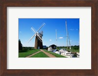Drainage windmill at the riverside, Horsey Windpump, Horsey, Norfolk, East Anglia, England Fine Art Print