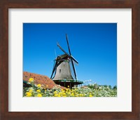 Windmill, Zaanse Schans, Netherlands In Flowers Fine Art Print