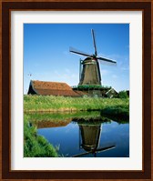 Windmill, Zaanse Schans, Netherlands Reflection Fine Art Print