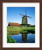 Windmill, Zaanse Schans, Netherlands Reflection Fine Art Print