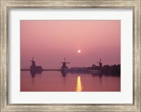 Windmills at Sunrise, Zaanse Schans, Netherlands Fine Art Print