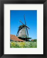 Windmill and Cyclists, Zaanse Schans, Netherlands Fine Art Print
