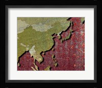 Close-up of a world map - red Fine Art Print