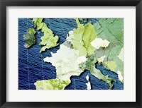 Close-up of a world map - blue and green Fine Art Print