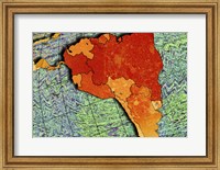 Close-up of a map of South America Fine Art Print